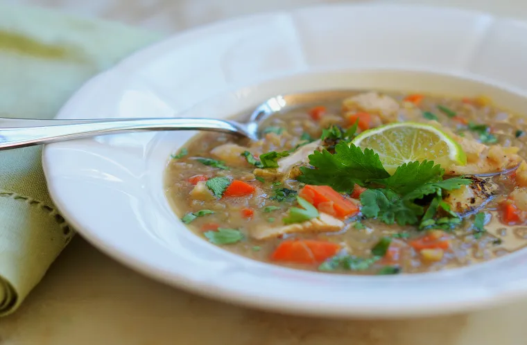 Indian Spiced Red Lentil & Chicken Soup