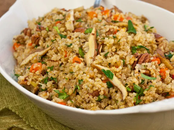 Quinoa Pilaf with Shiitake Mushrooms, Carrots and Pecans