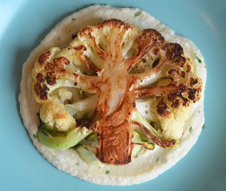 Cauliflower Steaks with Cauliflower Purée