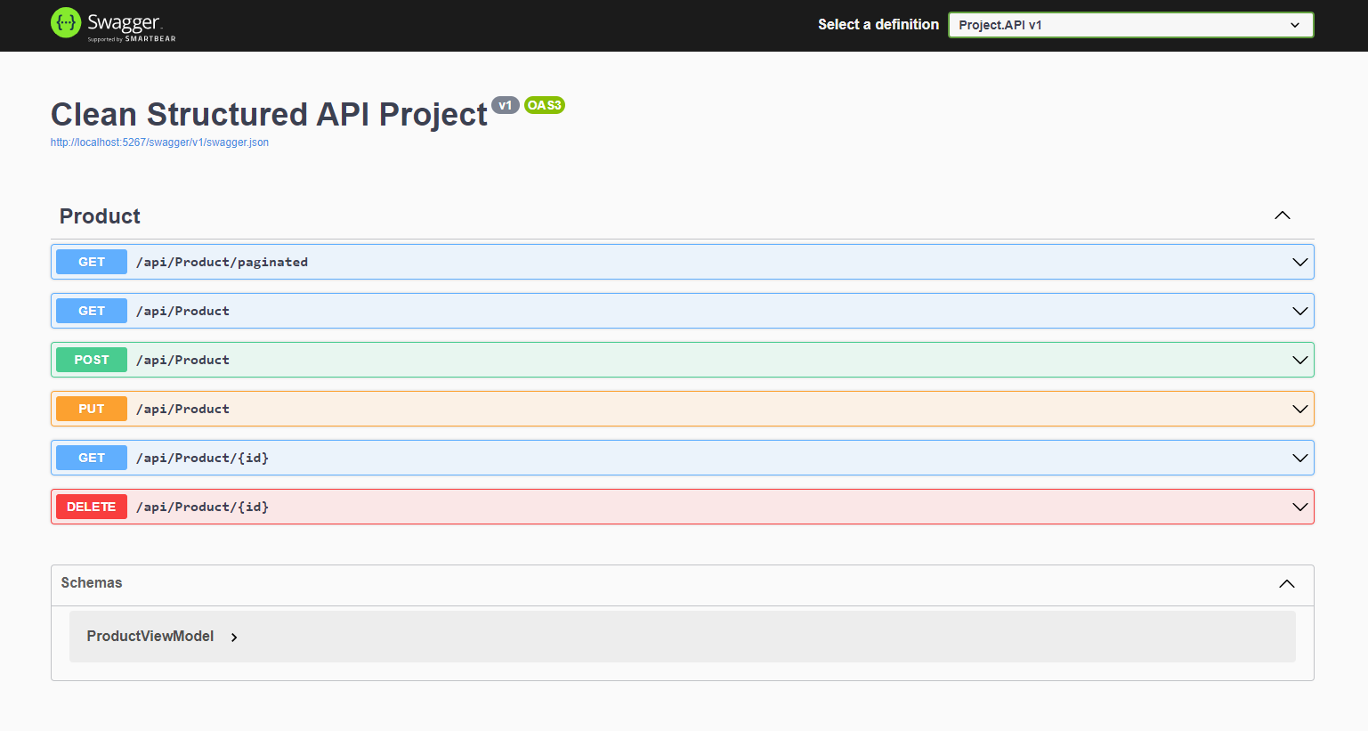 Clean Structured API Project – ASP.NET Core Screenshot