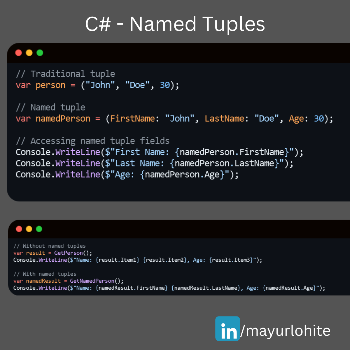 A Short tip to boost Your C# Skills with Named Tuples